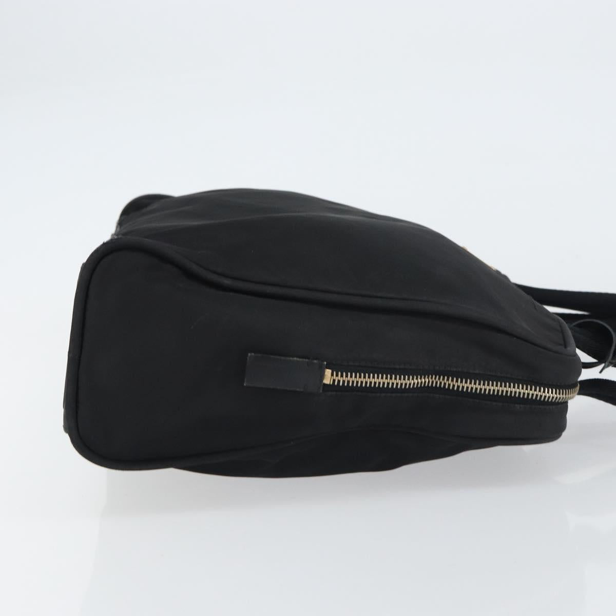 PRADA Tote Bag Nylon Black Gold Auth 156177
