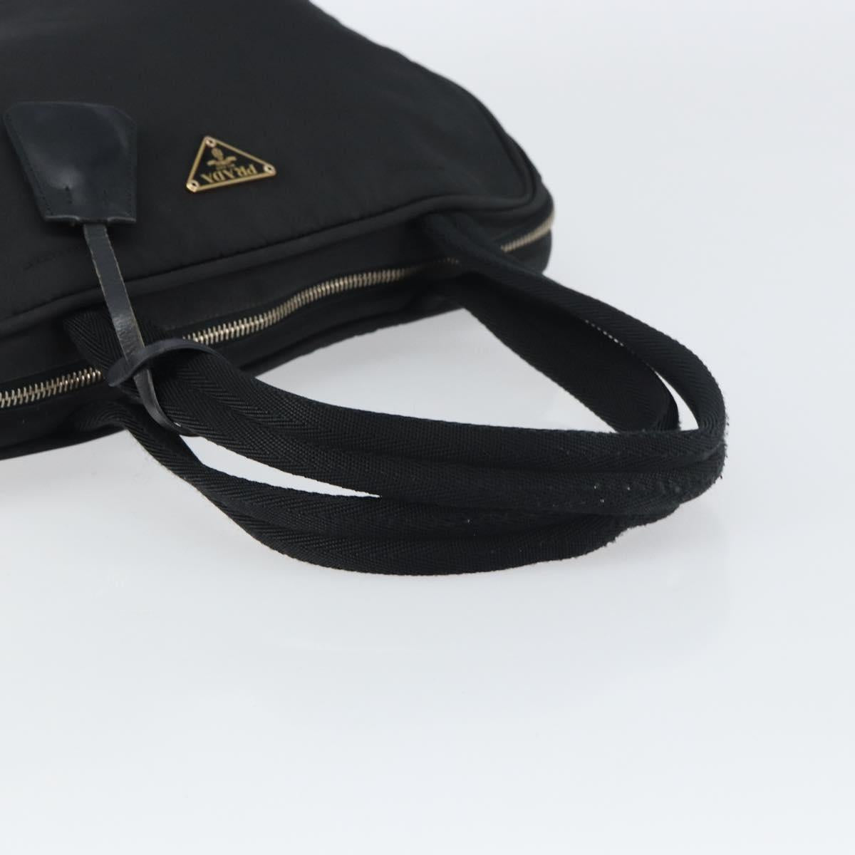 PRADA Tote Bag Nylon Black Gold Auth 156177