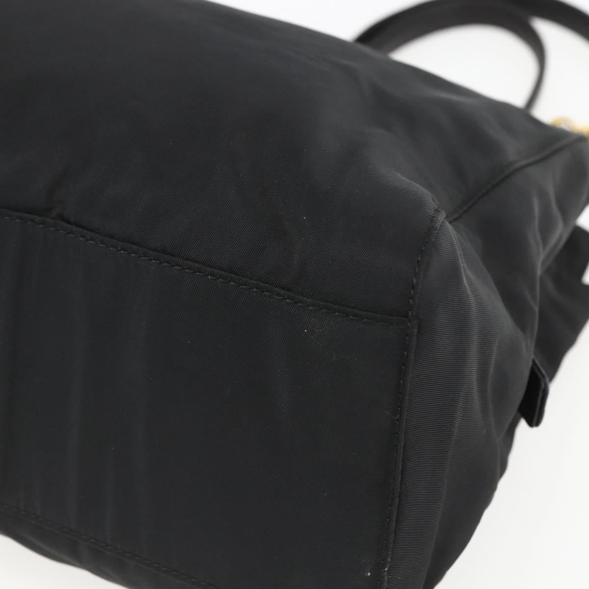 PRADA Chain Shoulder Bag Nylon Black Gold Auth 156178V