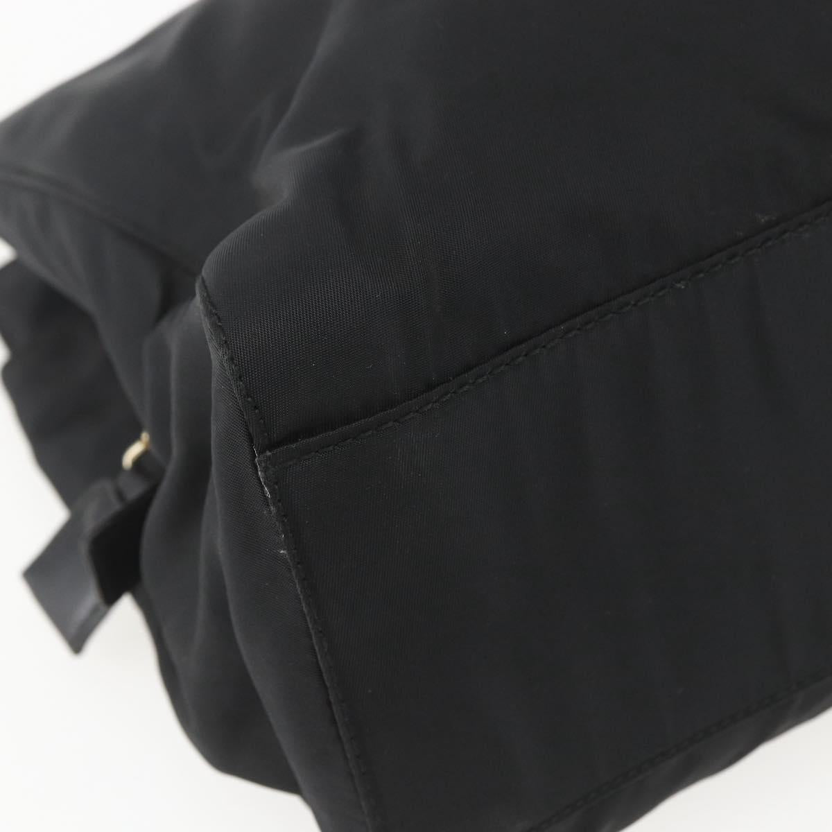 PRADA Chain Shoulder Bag Nylon Black Gold Auth 156178V