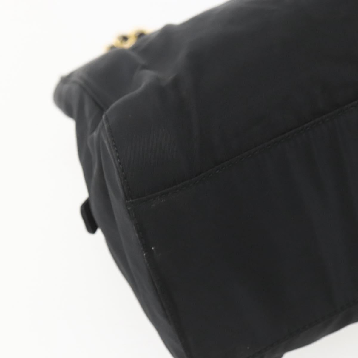 PRADA Chain Shoulder Bag Nylon Black Gold Auth 156178V