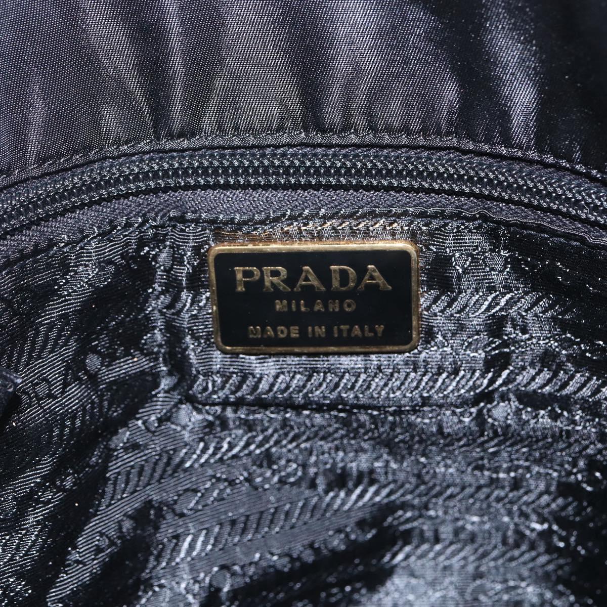PRADA Chain Shoulder Bag Nylon Black Gold Auth 156178V