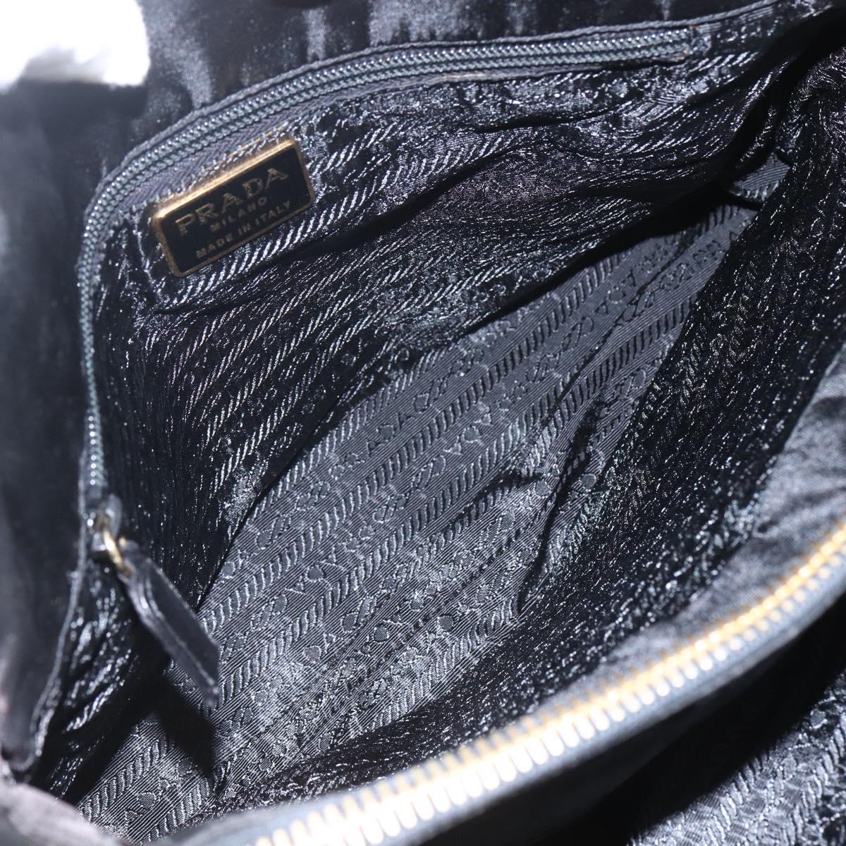 PRADA Chain Shoulder Bag Nylon Black Gold Auth 156178V