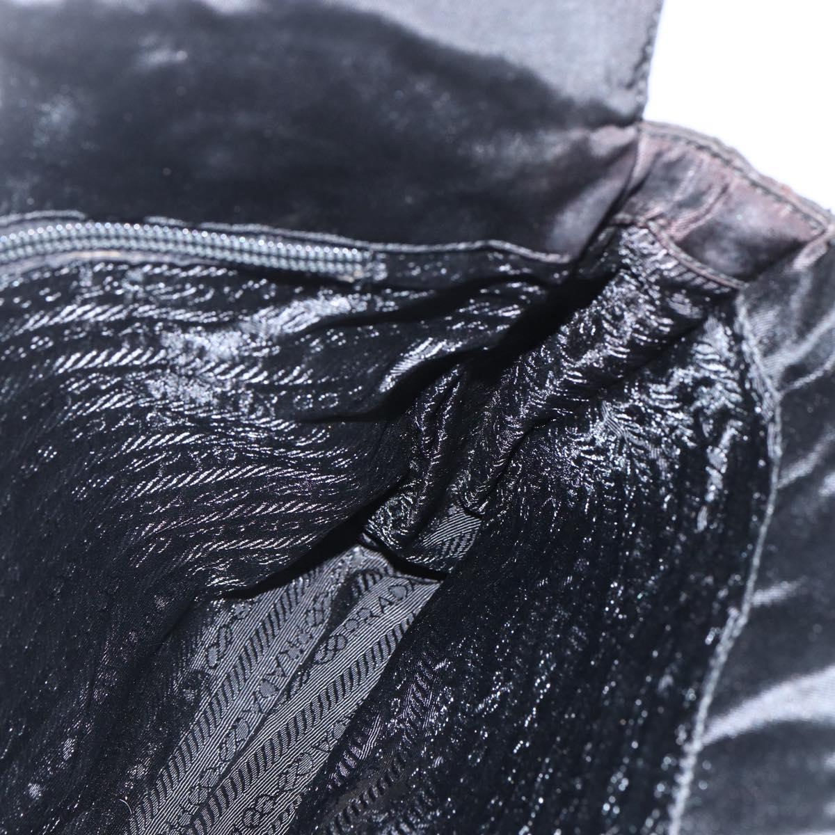 PRADA Chain Shoulder Bag Nylon Black Gold Auth 156178V