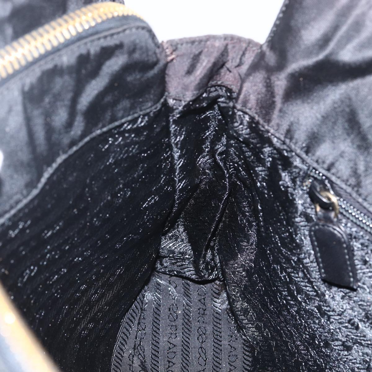 PRADA Chain Shoulder Bag Nylon Black Gold Auth 156178V