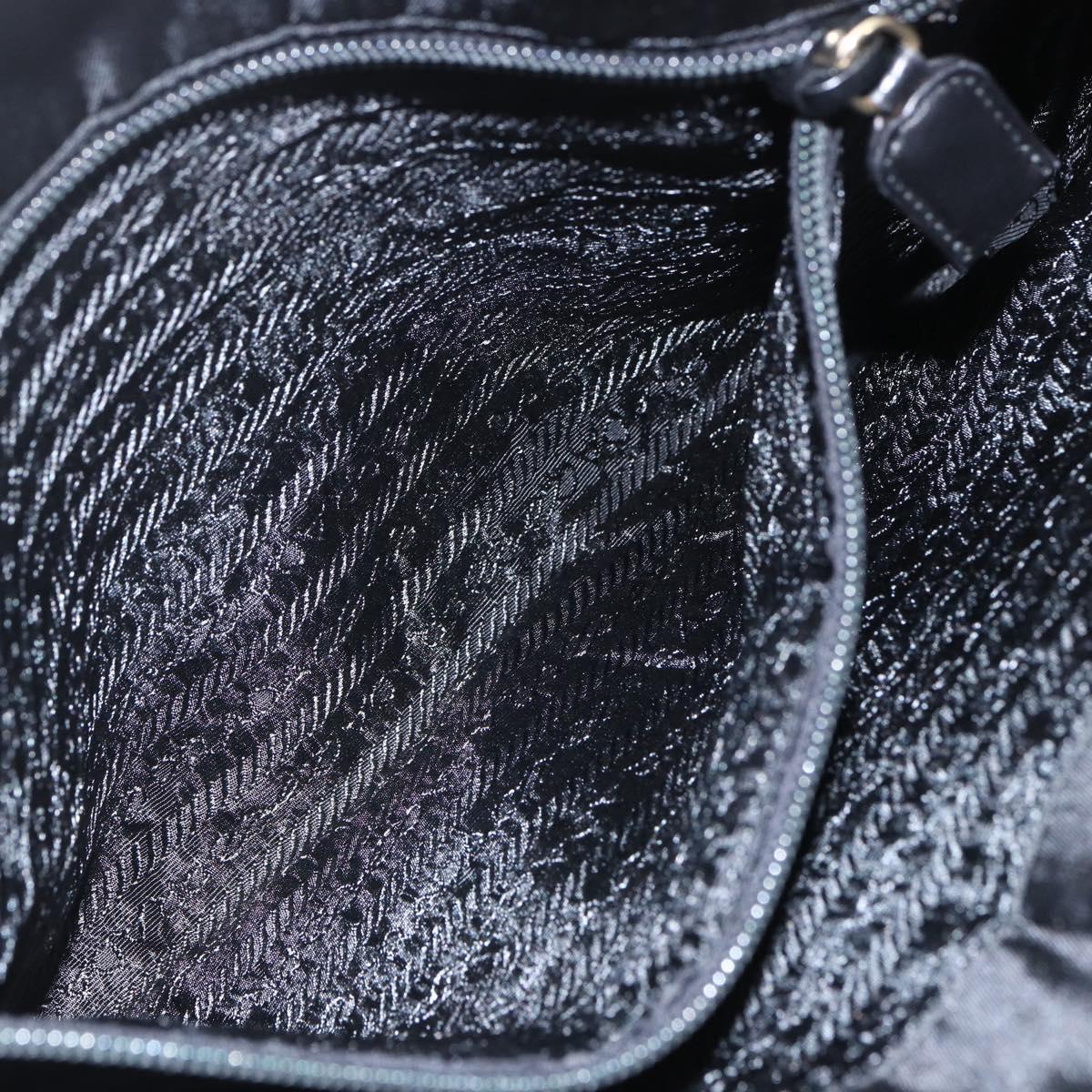 PRADA Chain Shoulder Bag Nylon Black Gold Auth 156178V