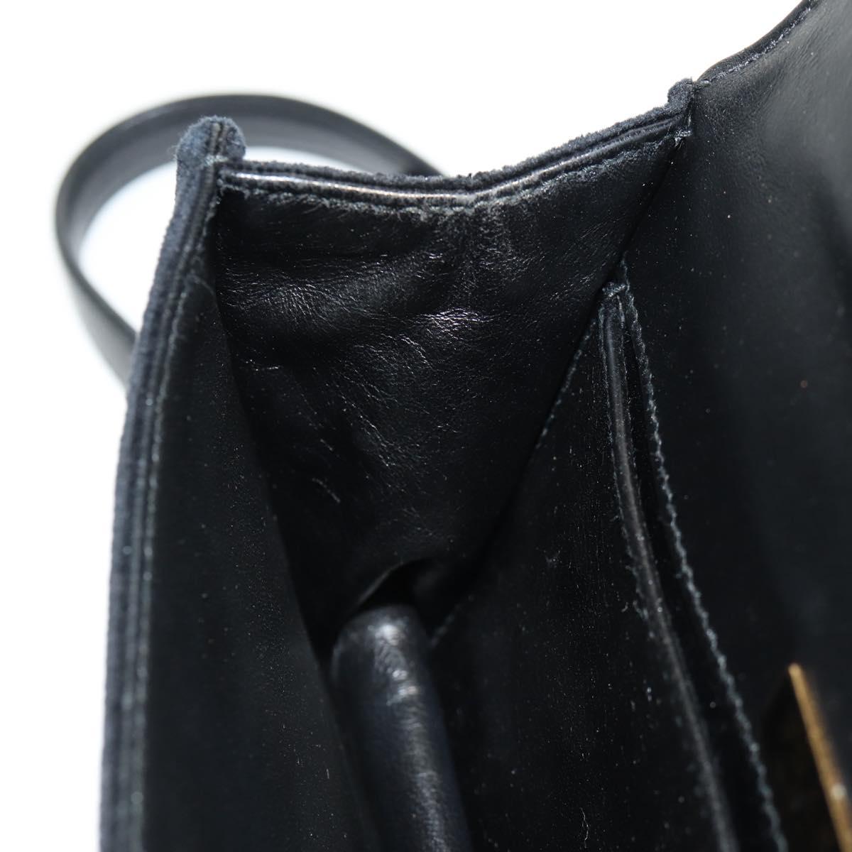 PRADA Chain Shoulder Bag Velor Black Silver Auth 156179V