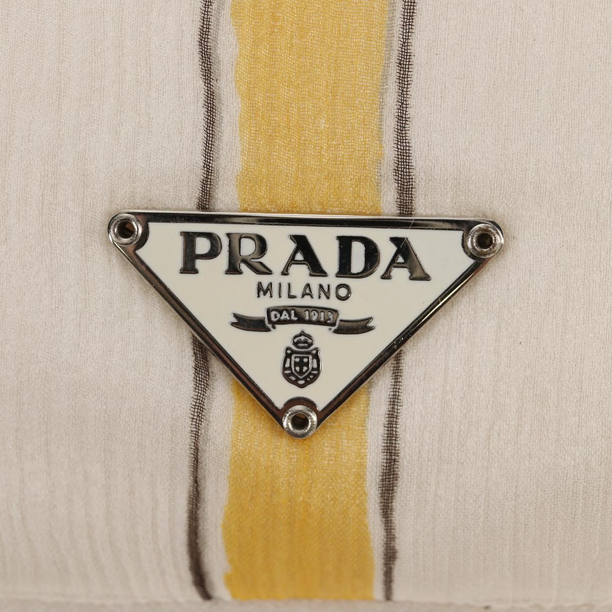 PRADA Chiffon Anemone Chain Shoulder Bag Silk White Auth 156180V