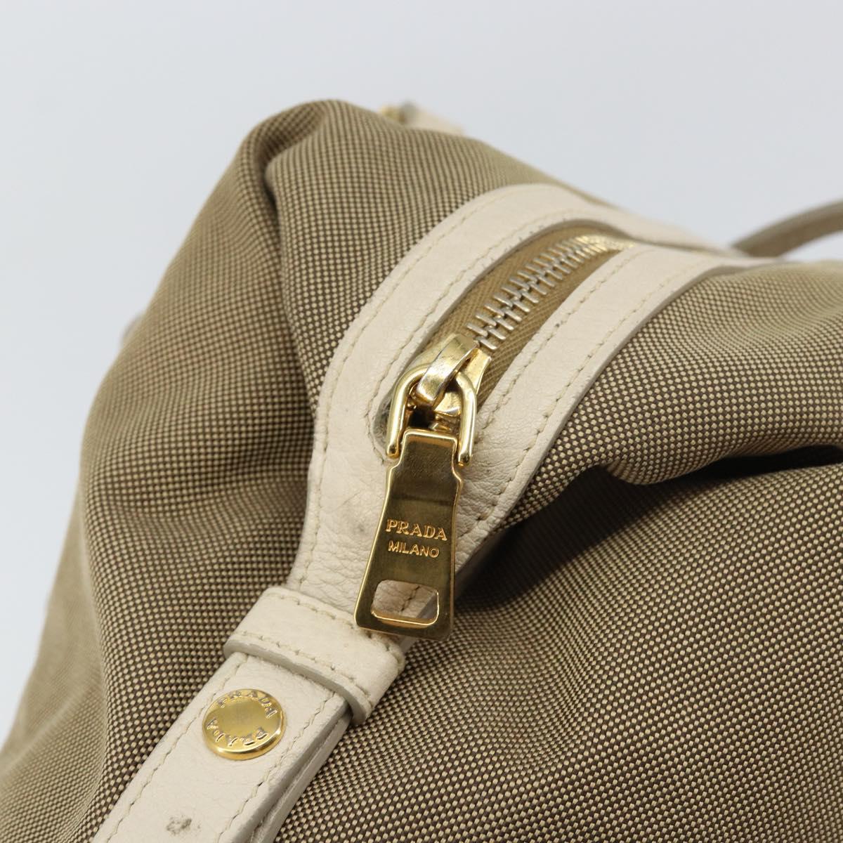 PRADA Tote Bag Canvas Brown Gold Auth 156181