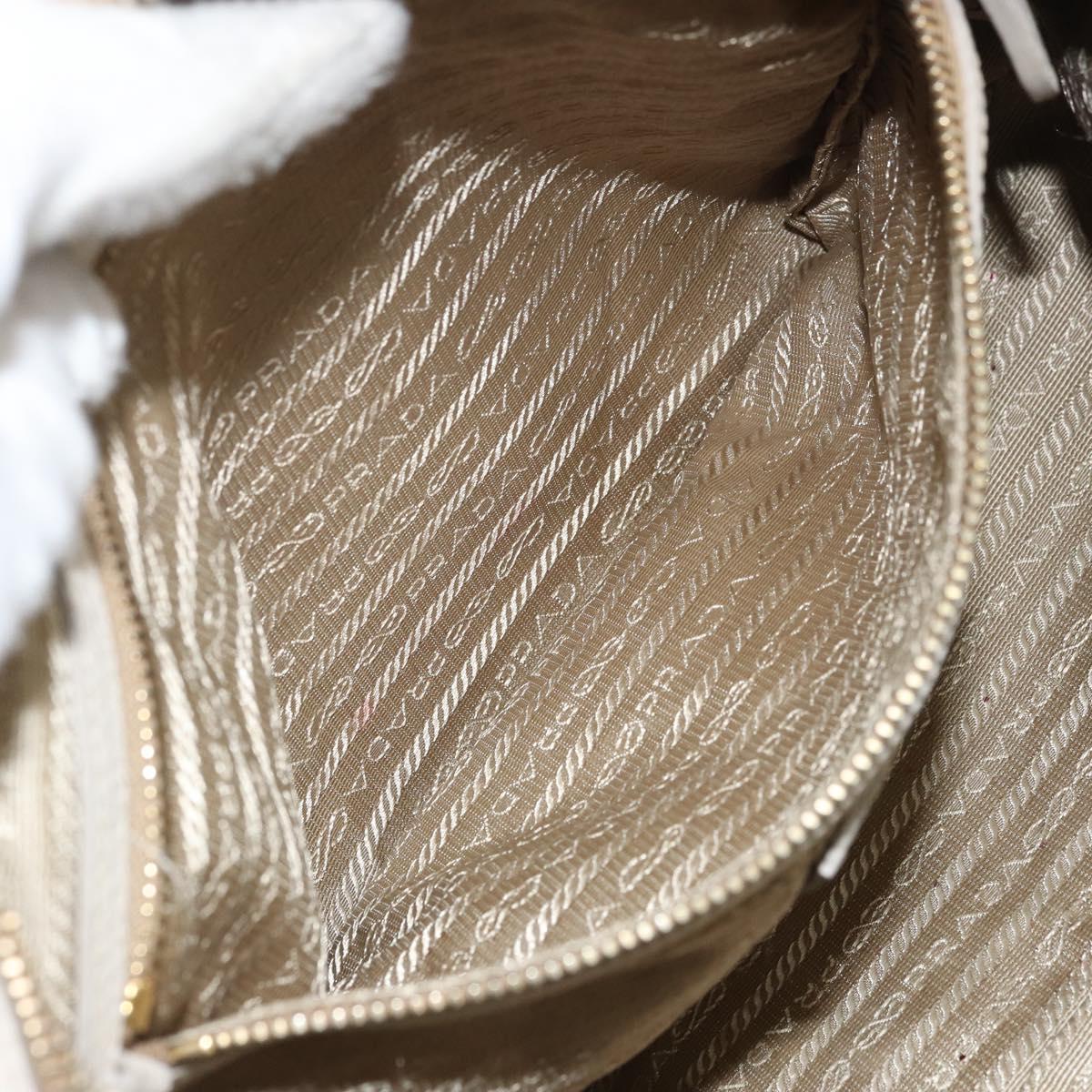 PRADA Tote Bag Canvas Brown Gold Auth 156181