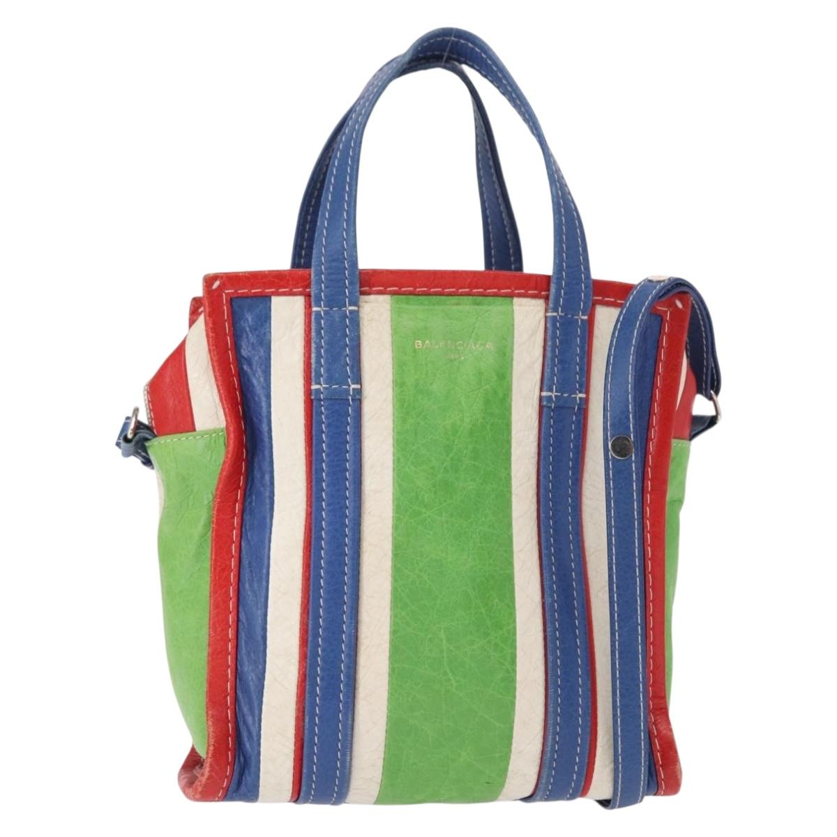 BALENCIAGA Bazaar Shopper XS Bag Leather 2way Multicolor 452458 Auth 156182