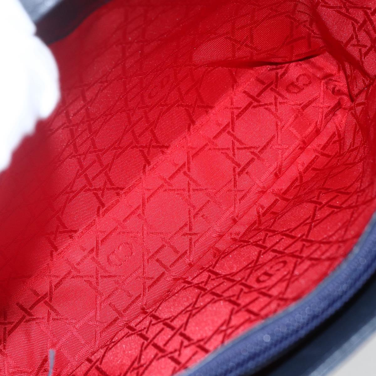 Christian Dior Hand Bag Leather 2way Navy Silver Auth 156185V