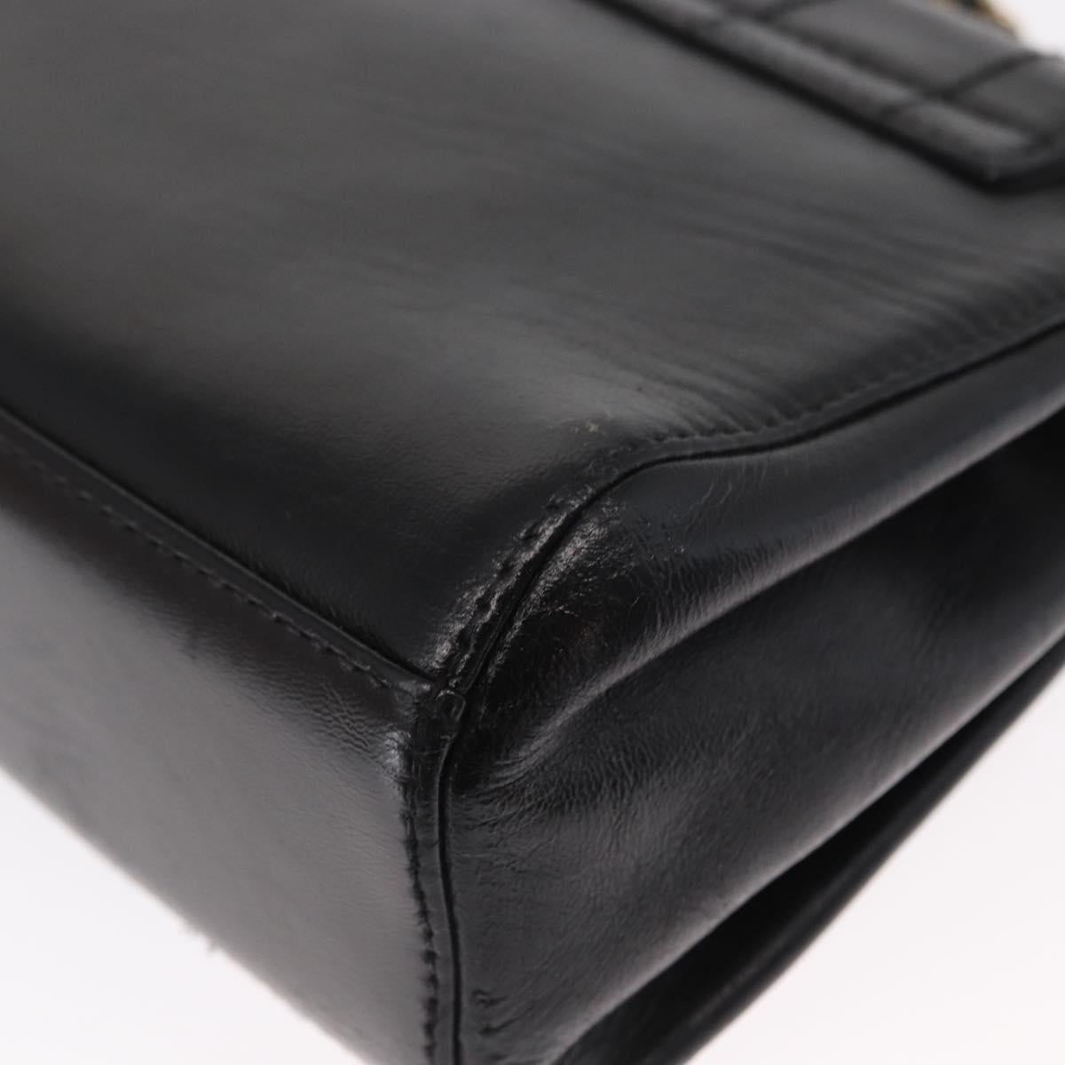 CHANEL Choco Bar Chain Shoulder Bag Lamb Skin Black Gold CC Auth 156186