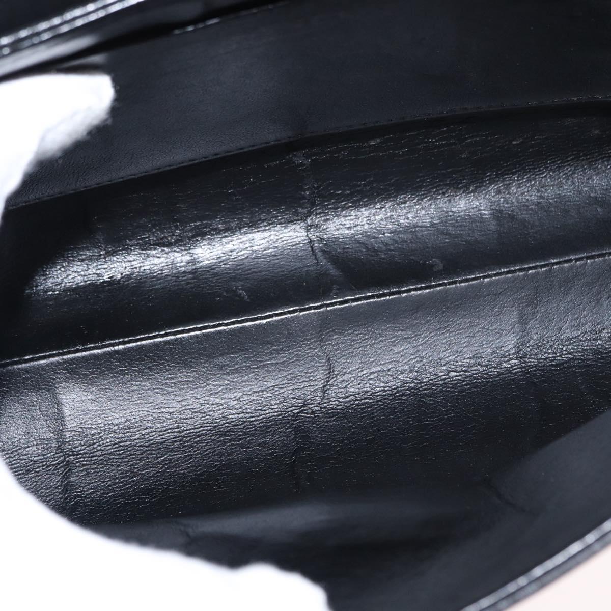 CHANEL Choco Bar Chain Shoulder Bag Lamb Skin Black Gold CC Auth 156186