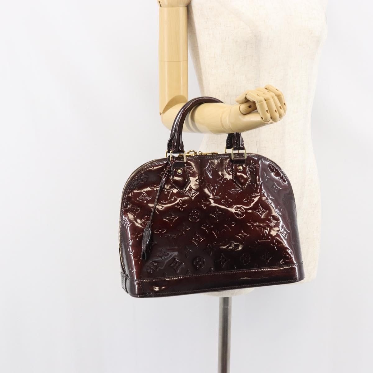 LOUIS VUITTON Monogram Vernis Alma PM Hand Bag Amarante M91611 LV Auth 156187