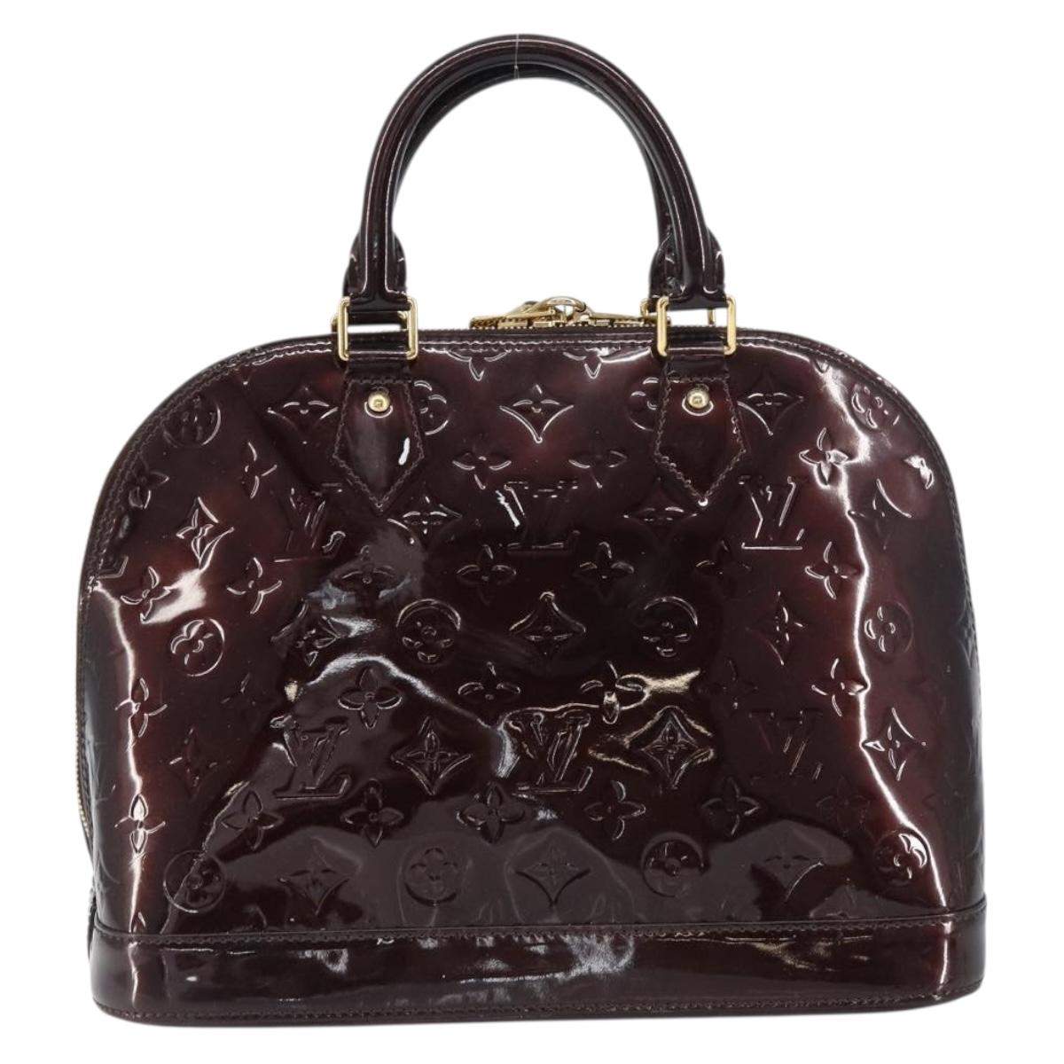 LOUIS VUITTON Monogram Vernis Alma PM Hand Bag Amarante M91611 LV Auth 156187