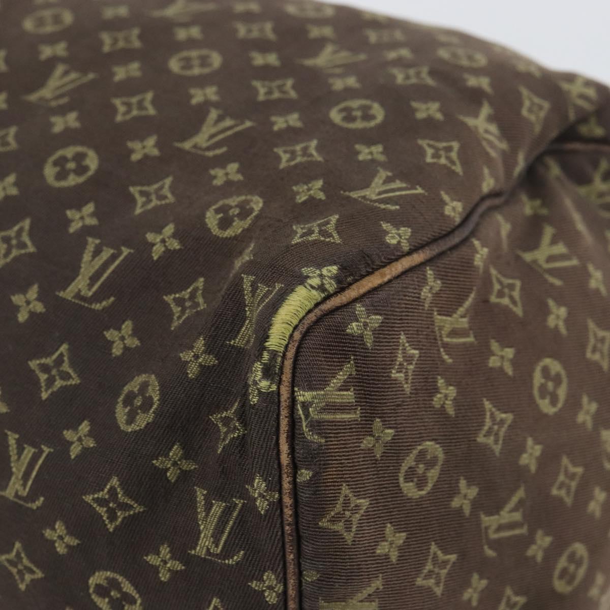 LOUIS VUITTON Monogram Mini Lin Speedy 30 Bag Brown Ebene M95224 LV Auth 156188