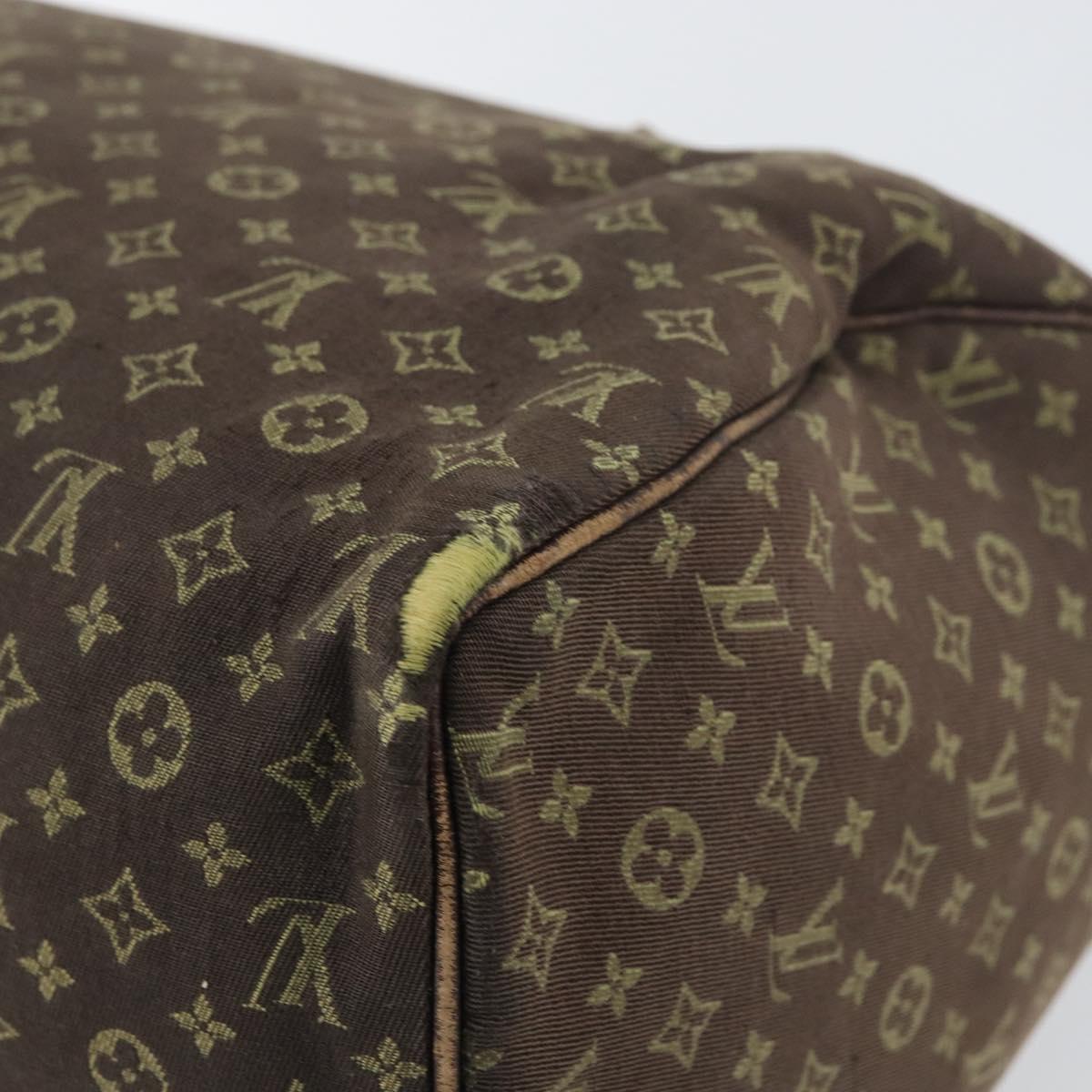 LOUIS VUITTON Monogram Mini Lin Speedy 30 Bag Brown Ebene M95224 LV Auth 156188
