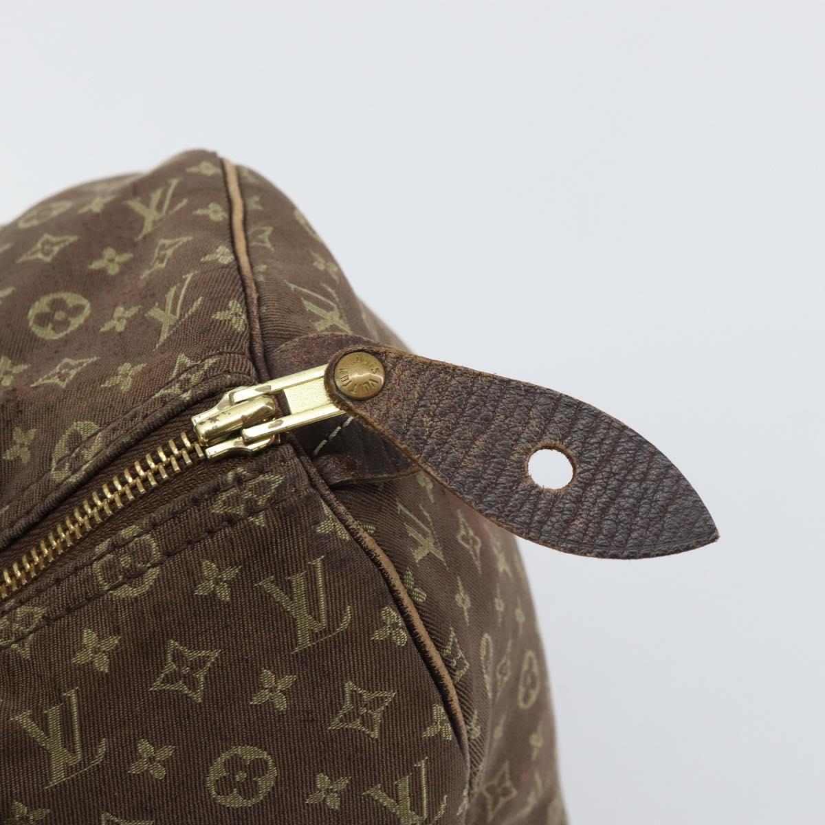 LOUIS VUITTON Monogram Mini Lin Speedy 30 Bag Brown Ebene M95224 LV Auth 156188