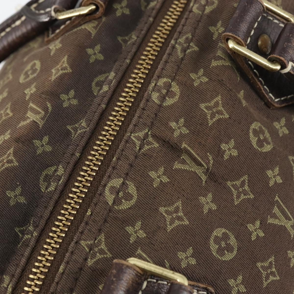 LOUIS VUITTON Monogram Mini Lin Speedy 30 Bag Brown Ebene M95224 LV Auth 156188