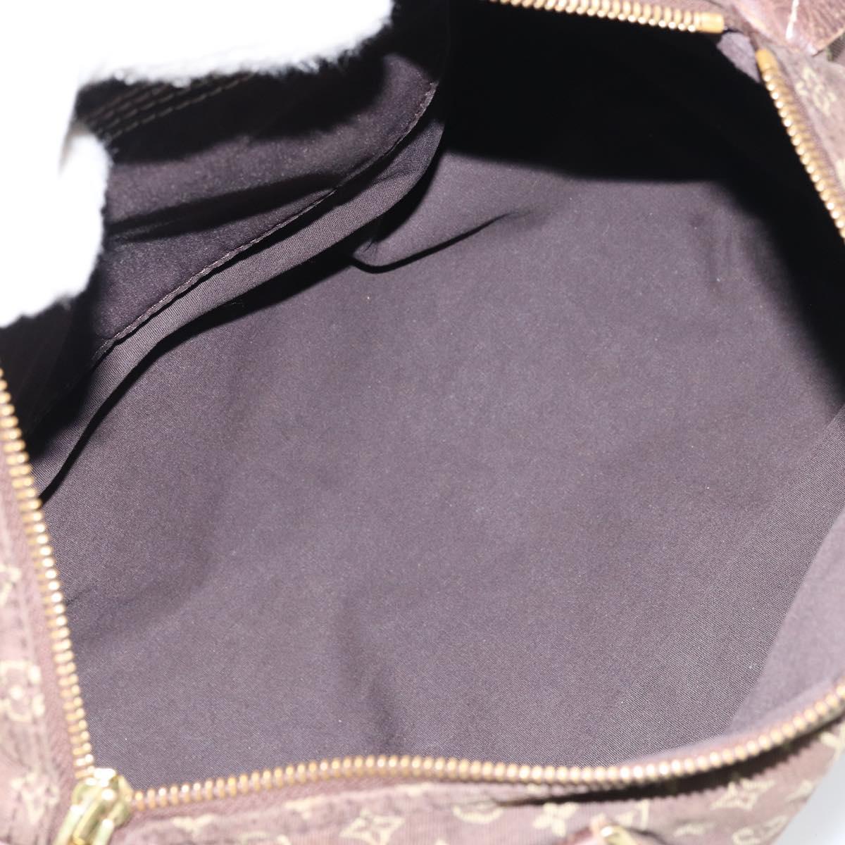 LOUIS VUITTON Monogram Mini Lin Speedy 30 Bag Brown Ebene M95224 LV Auth 156188