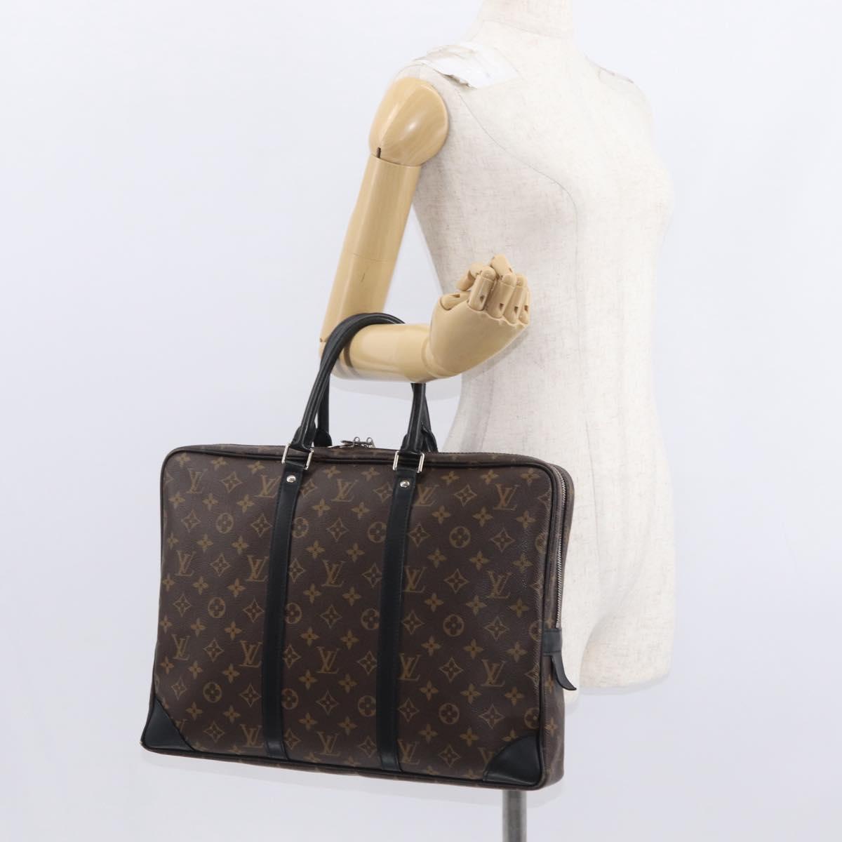 LOUIS VUITTON Monogram Macassar Porte Documents Voyage Bag M52005 Auth 156200