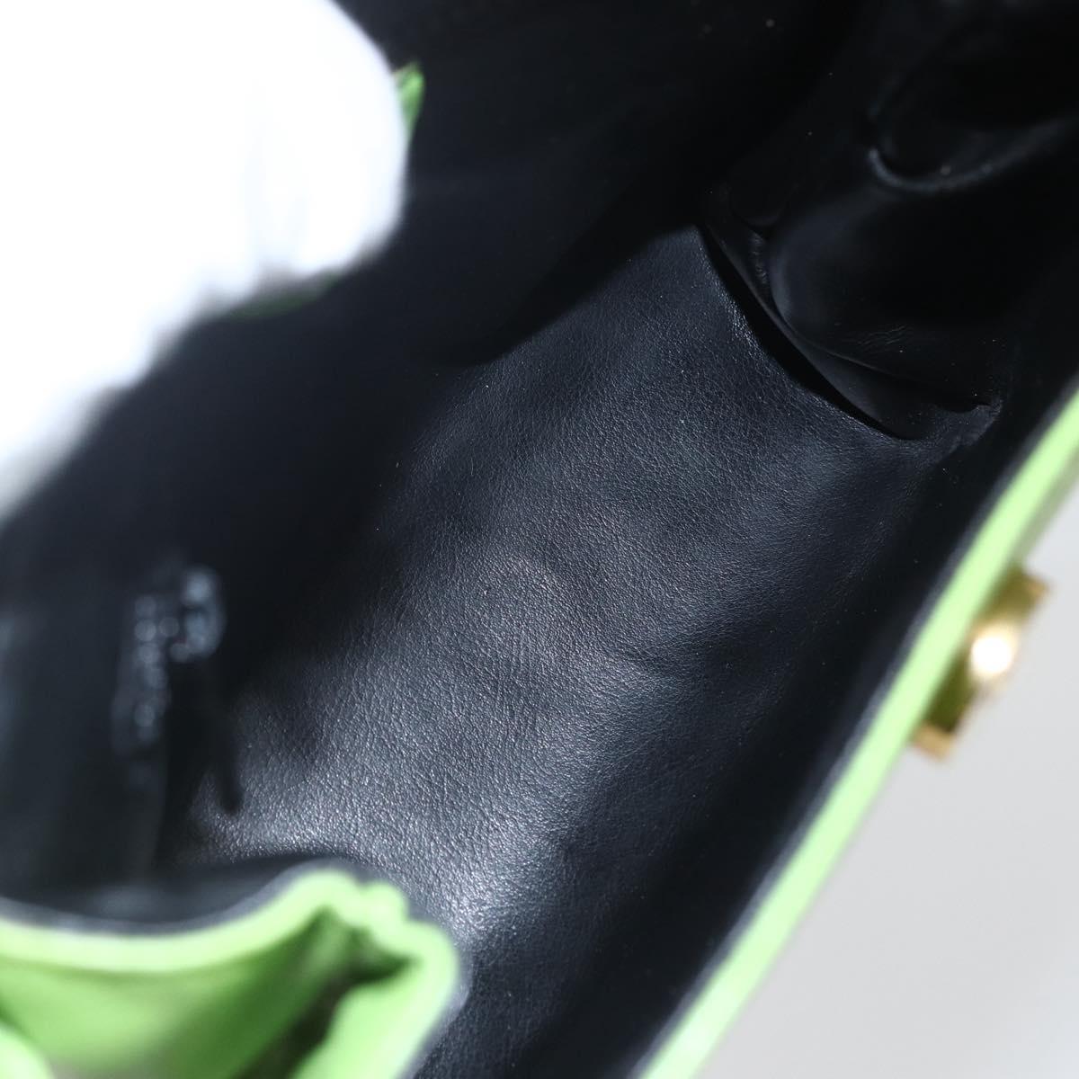 CELINE Circle Shoulder Bag Leather Gold Light green Auth 156219V