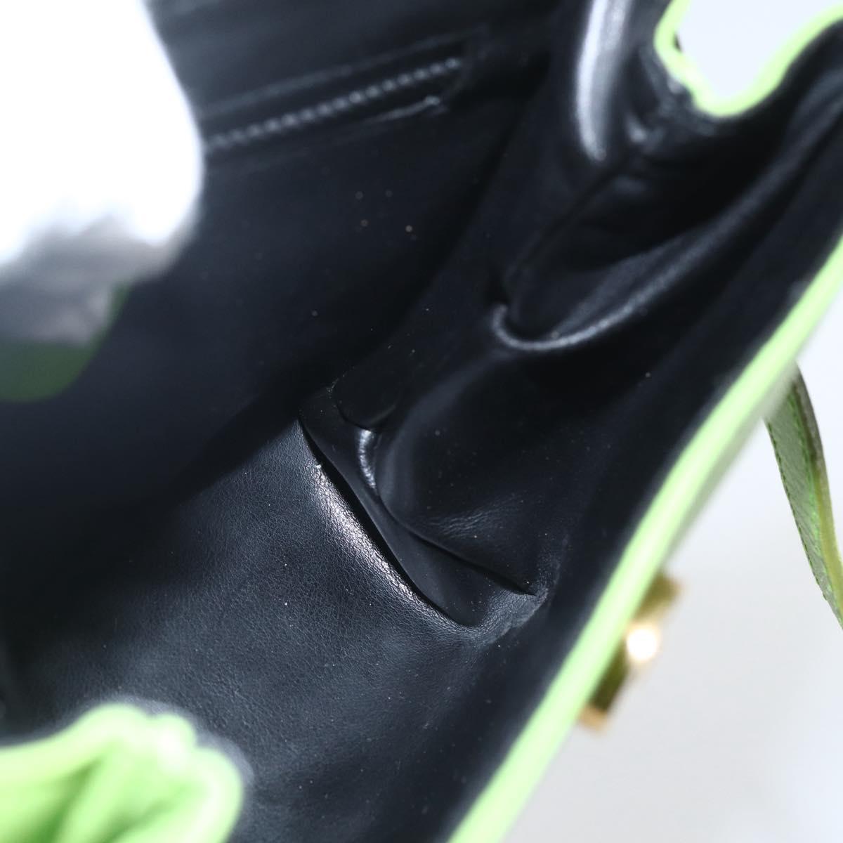 CELINE Circle Shoulder Bag Leather Gold Light green Auth 156219V