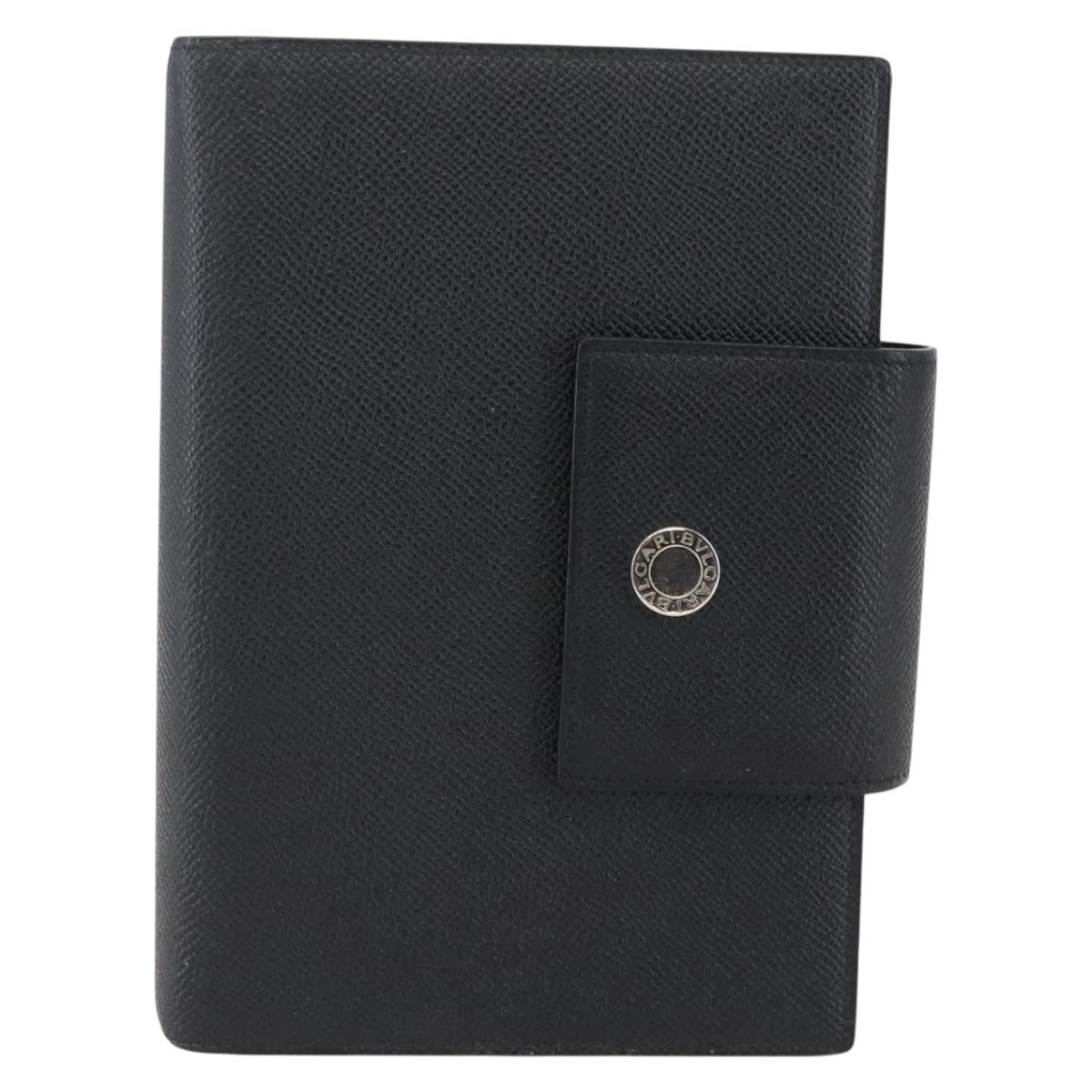 BVLGARI Day Planner Cover Leather Black Auth 156220