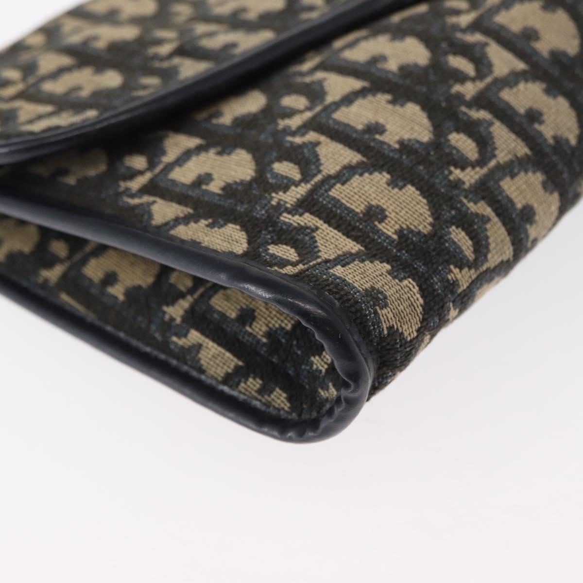 Christian Dior Trotter Canvas Chain Shoulder Bag Navy Gold Auth 156241