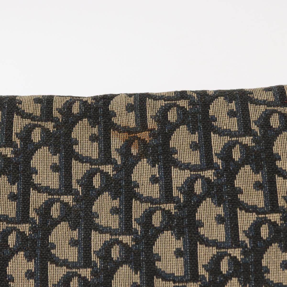 Christian Dior Trotter Canvas Chain Shoulder Bag Navy Gold Auth 156241