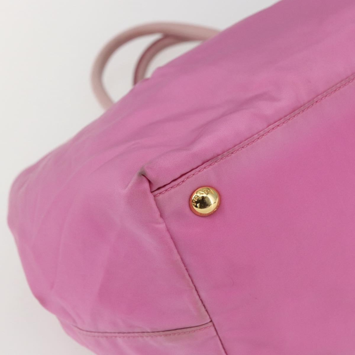 PRADA Hand Bag Nylon Pink Gold Auth 156242