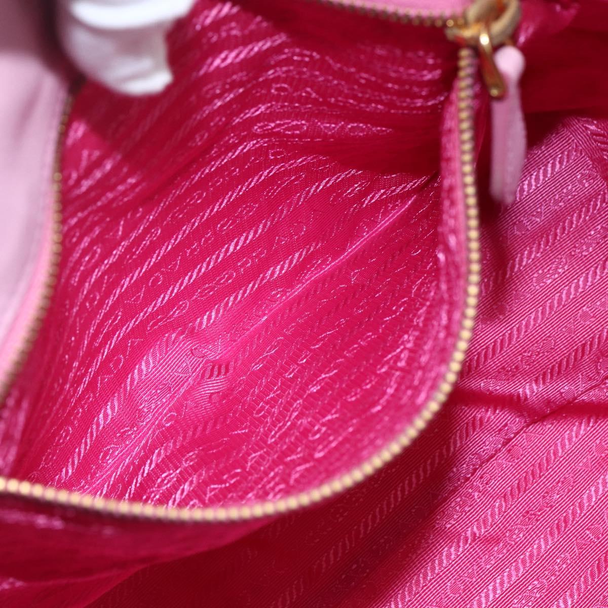 PRADA Hand Bag Nylon Pink Gold Auth 156242