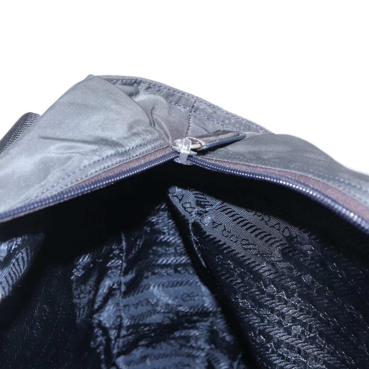 PRADA Tote Bag Nylon Green Silver Auth 156243