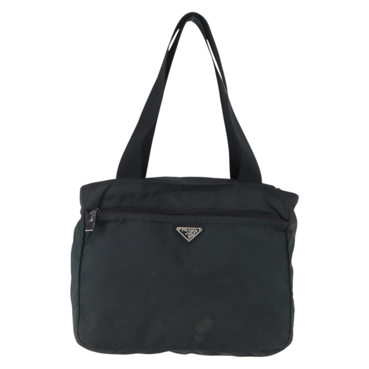 PRADA Tote Bag Nylon Green Silver Auth 156243