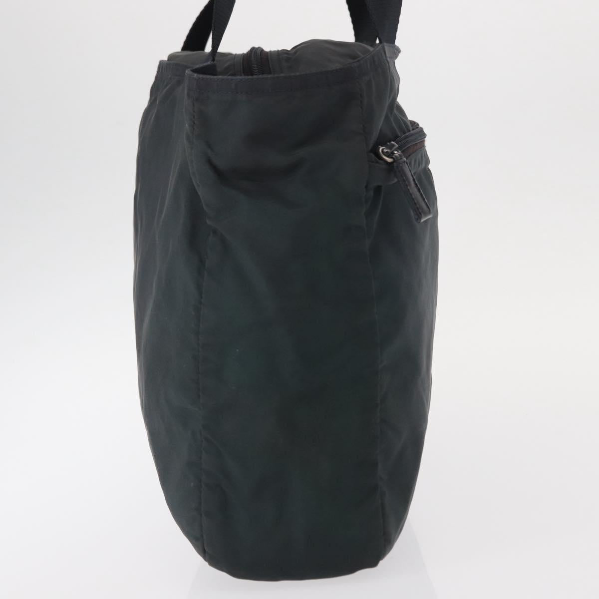 PRADA Tote Bag Nylon Green Silver Auth 156243