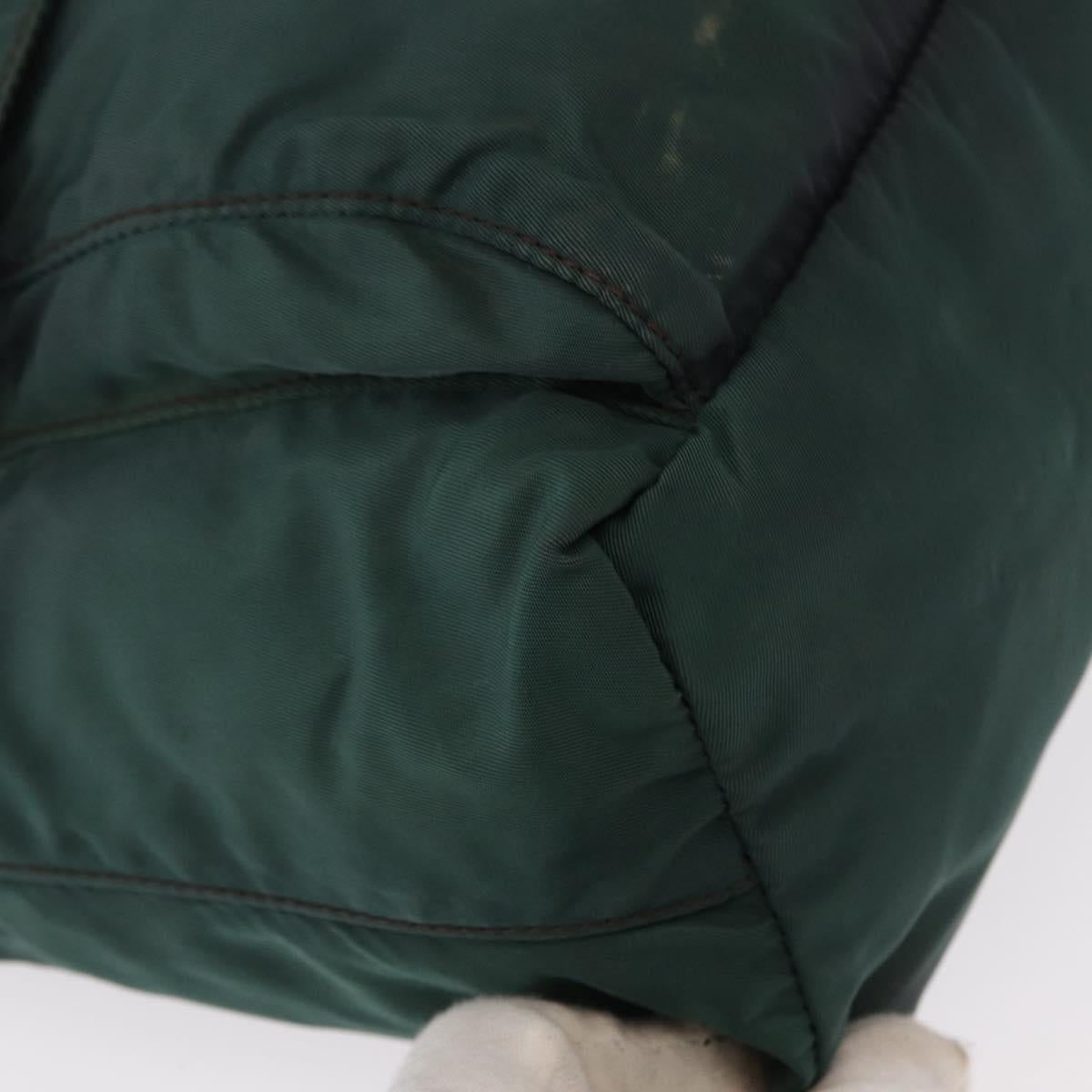 PRADA Shoulder Bag Nylon Green Silver Auth 156244