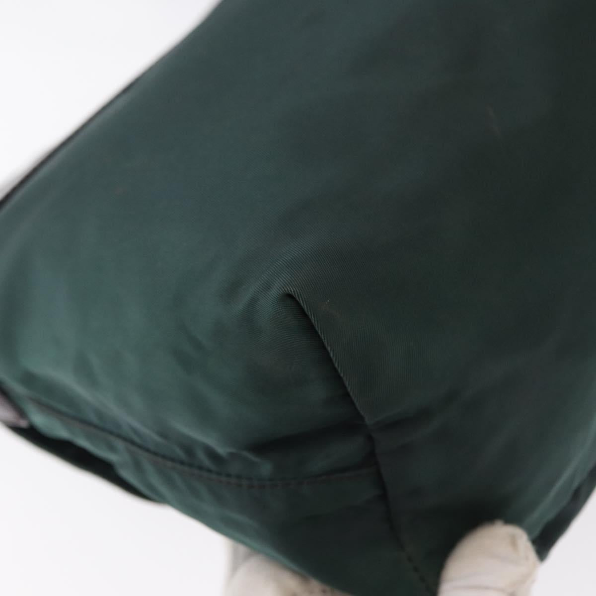 PRADA Shoulder Bag Nylon Green Silver Auth 156244