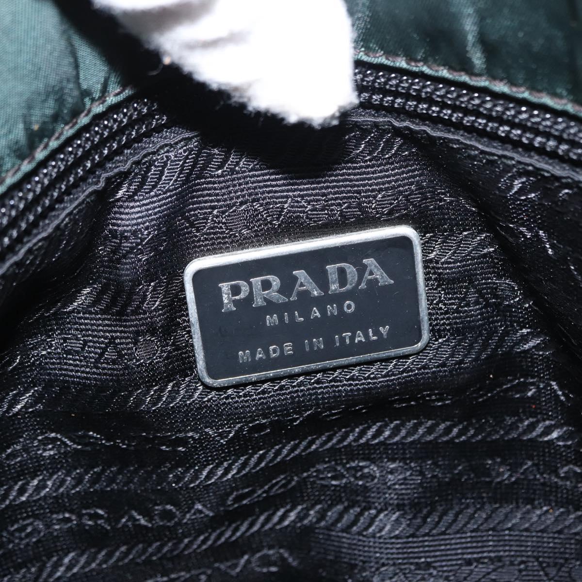 PRADA Shoulder Bag Nylon Green Silver Auth 156244