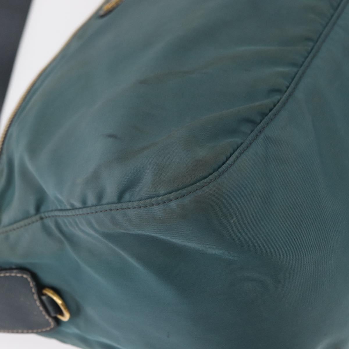 PRADA Shoulder Bag Nylon Green Gold Auth 156245