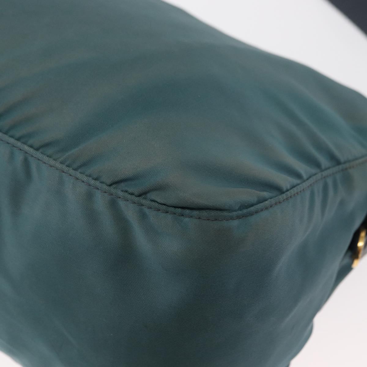 PRADA Shoulder Bag Nylon Green Gold Auth 156245
