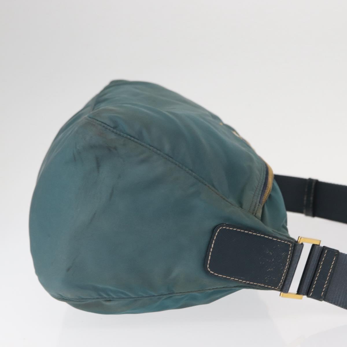PRADA Shoulder Bag Nylon Green Gold Auth 156245