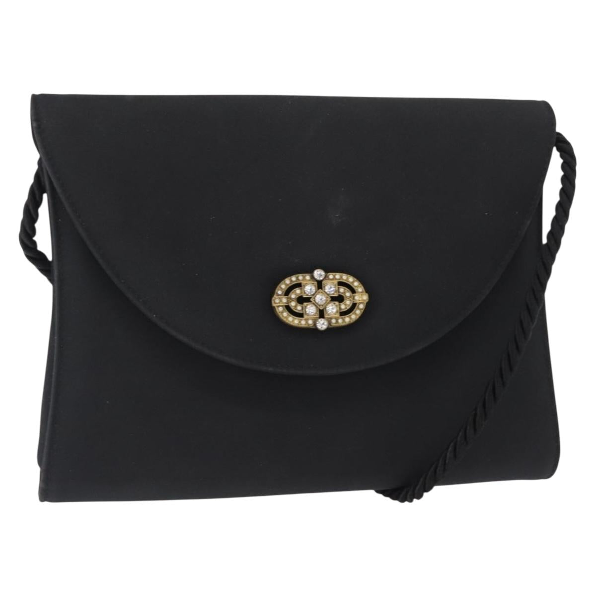 Salvatore Ferragamo Vala Shoulder Bag Nylon Black Gold Auth 156246