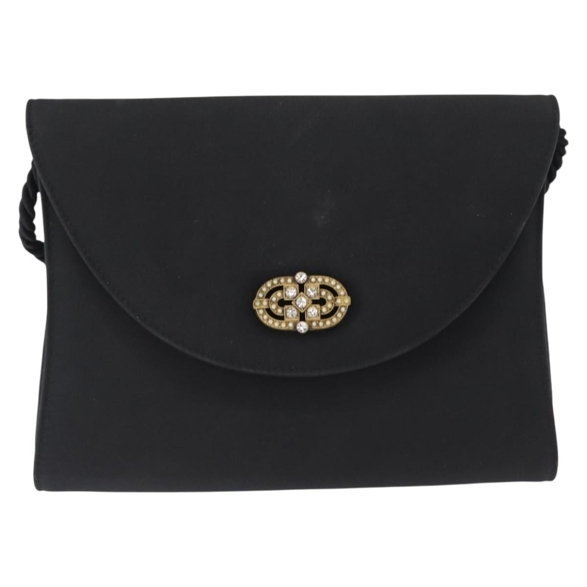 Salvatore Ferragamo Vala Shoulder Bag Nylon Black Gold Auth 156246