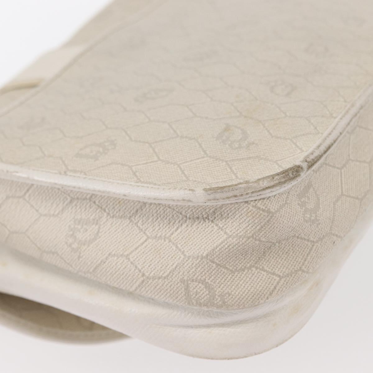 Christian Dior Honeycomb Canvas Shoulder Bag PVC Gold White Auth 156247