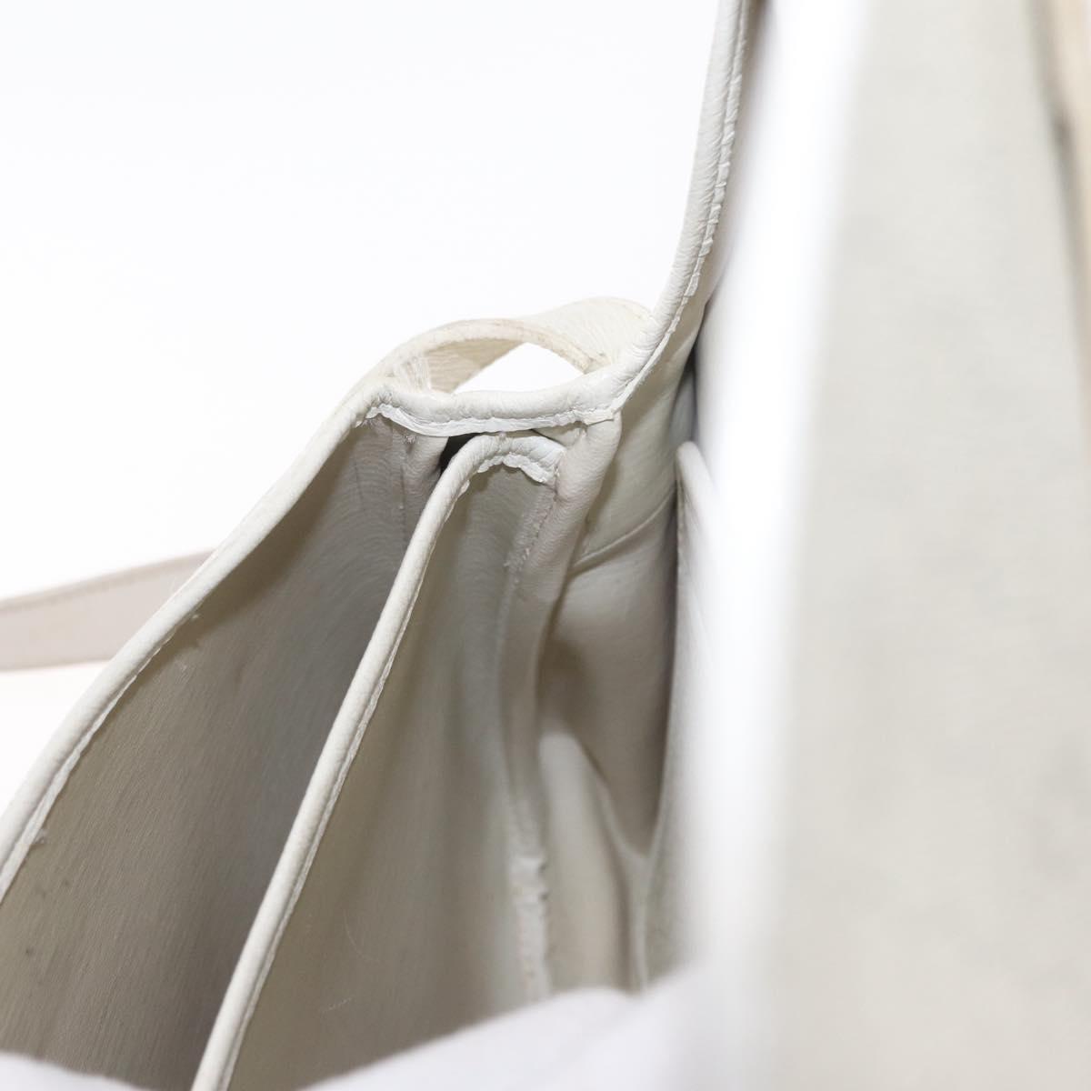 Christian Dior Honeycomb Canvas Shoulder Bag PVC Gold White Auth 156247