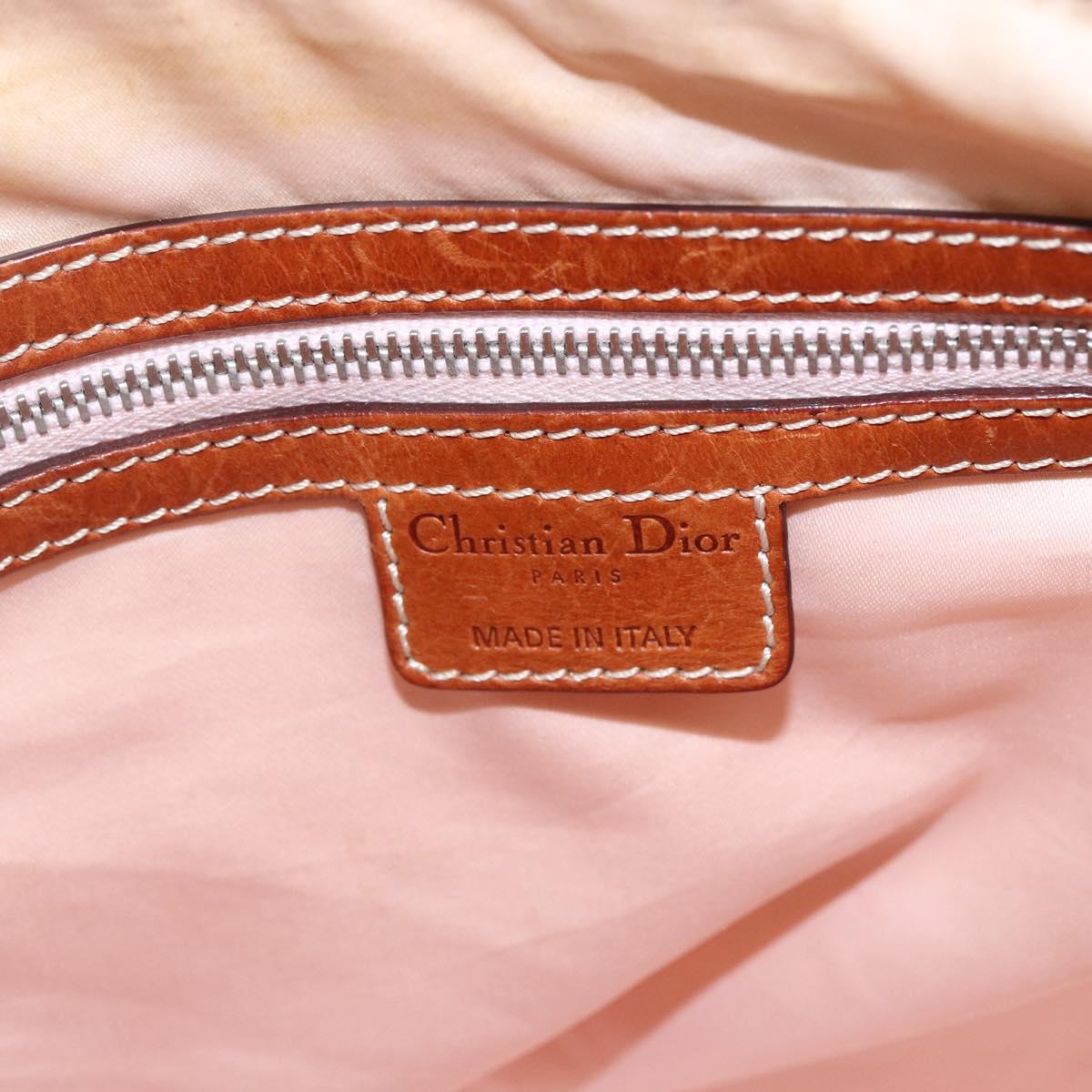 Christian Dior Trotter Canvas Romantic Chain Bag PVC Beige Silver Auth 156248