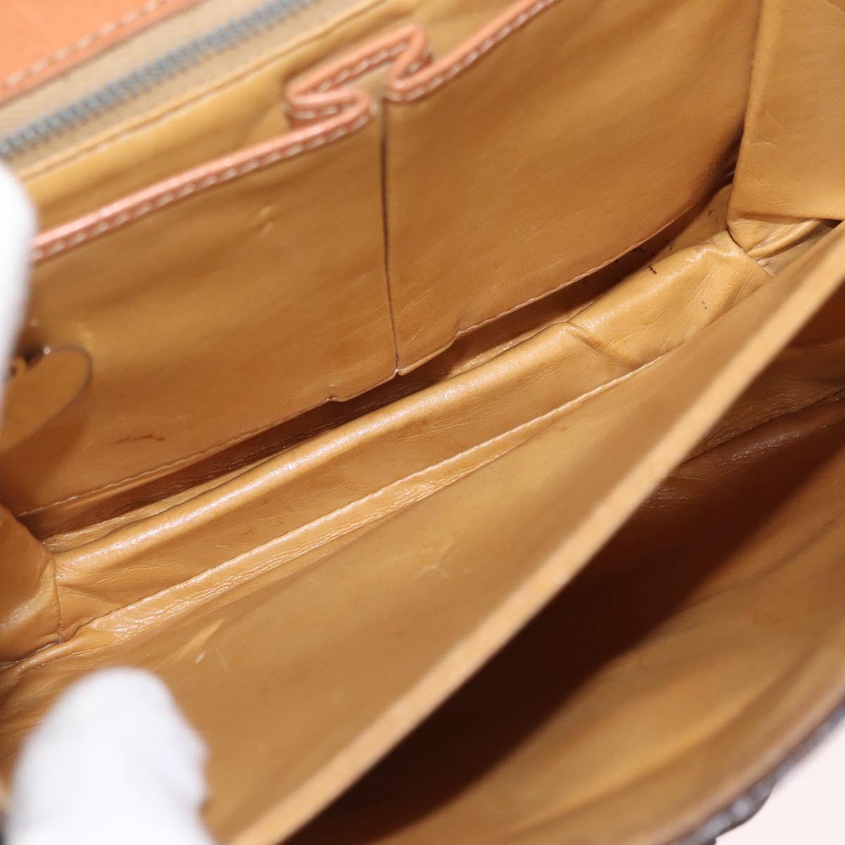 CELINE Macadam Canvas Shoulder Bag PVC Leather Brown Gold Auth 156250