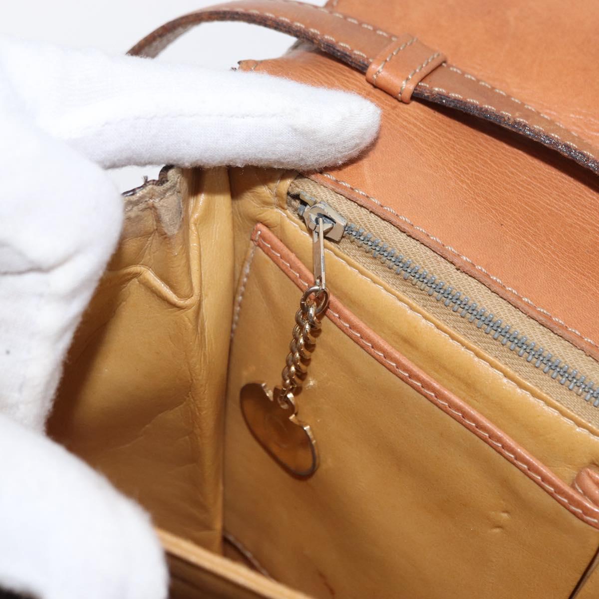 CELINE Macadam Canvas Shoulder Bag PVC Leather Brown Gold Auth 156250