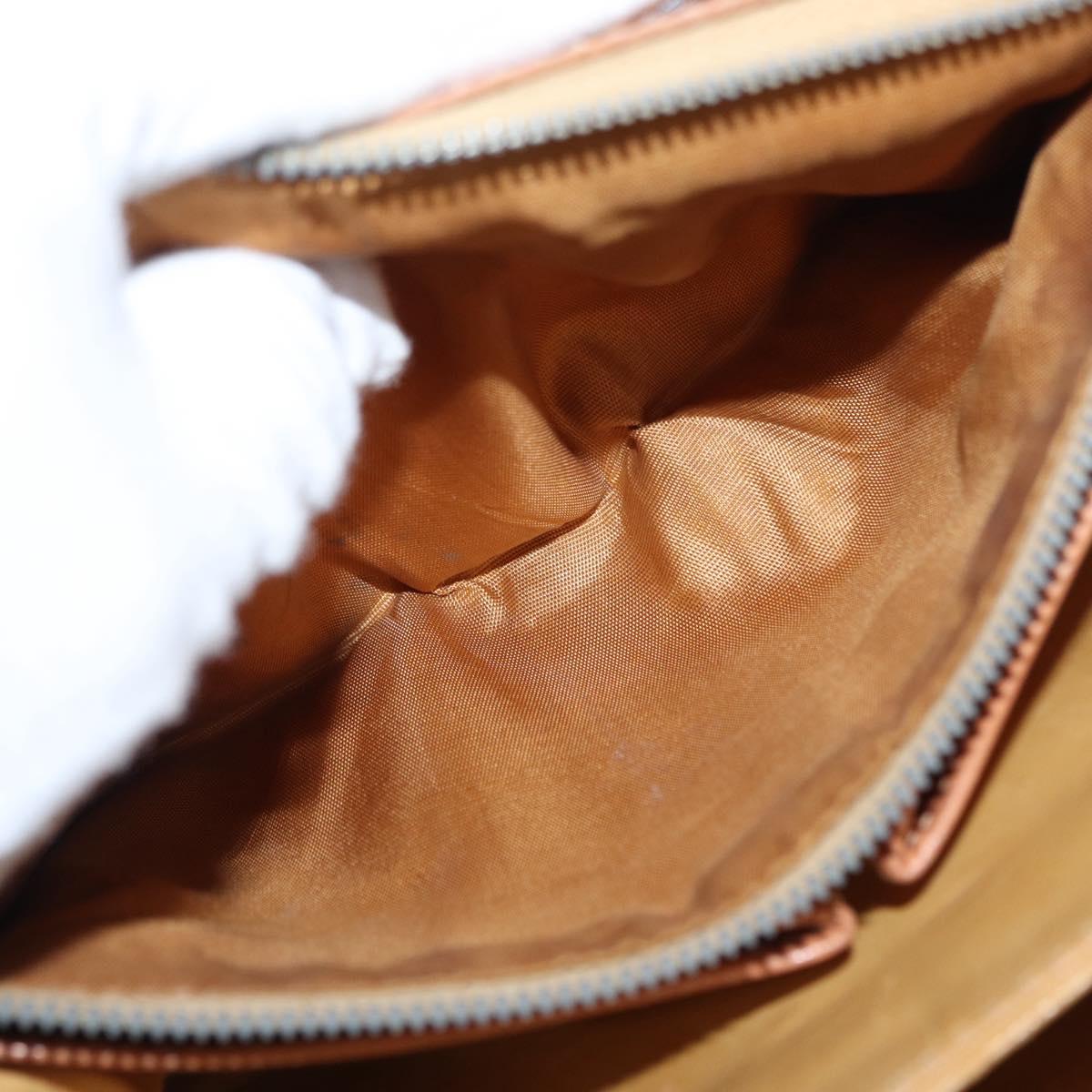 CELINE Macadam Canvas Shoulder Bag PVC Leather Brown Gold Auth 156250